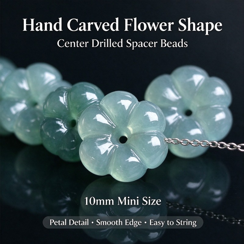 Beading - 10PC Hand Carved Natural Burma Blue