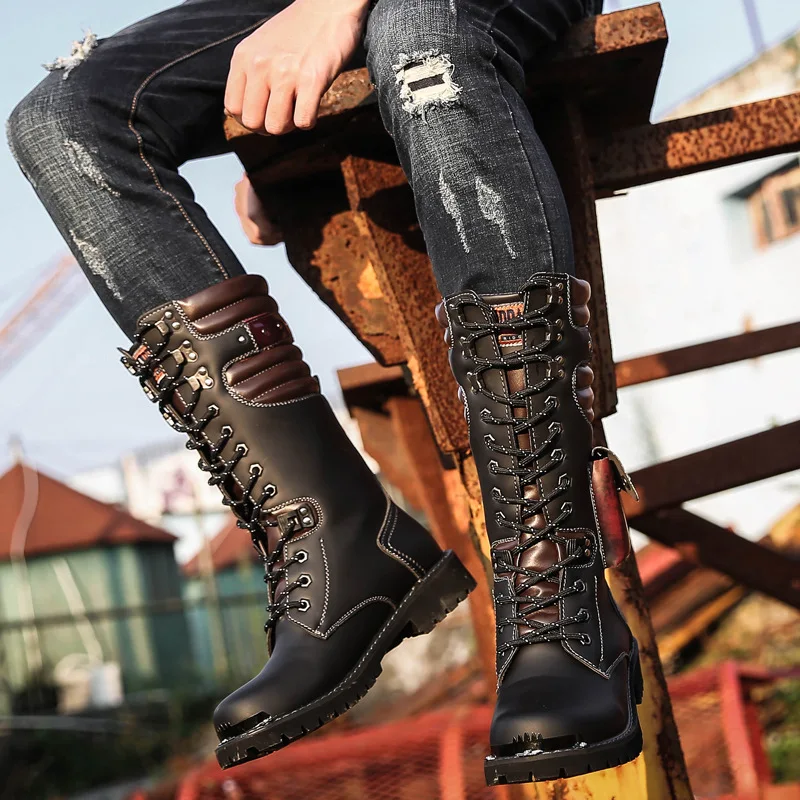 Men Knee High Leather Boots Wi - Craft Tools review and price