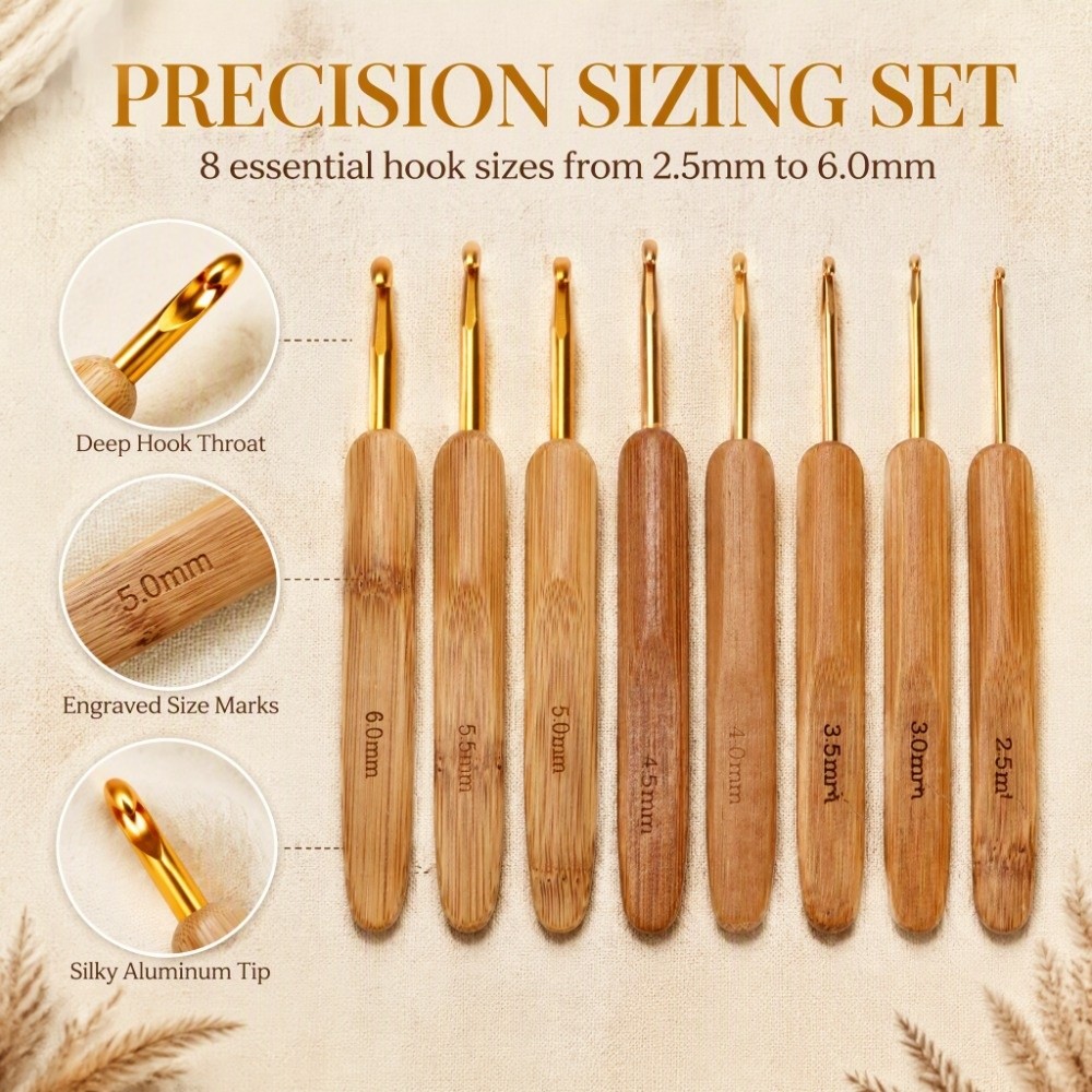 8pcs Ergonomic 2.5-6mm Sizes C - Wooden Crochet Hooks Ergonomic Handle review and price